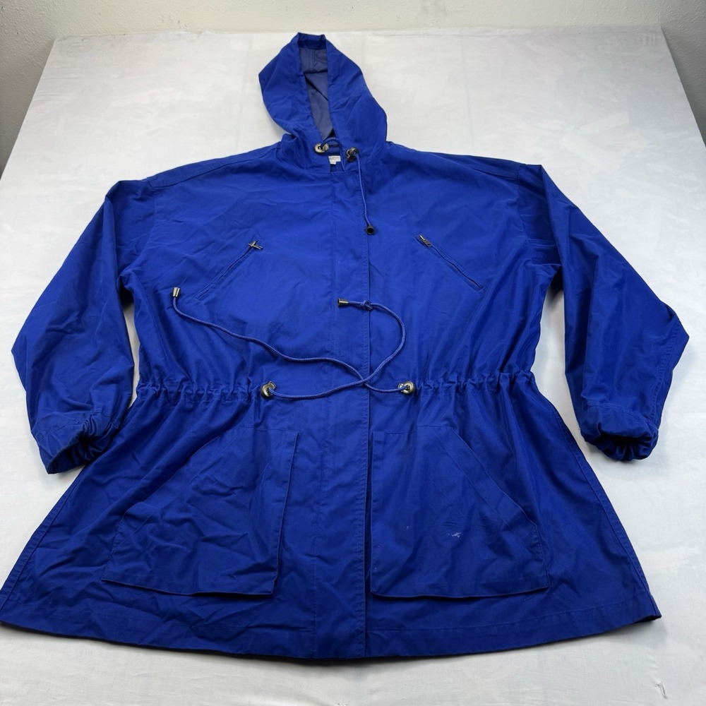 Nordstrom Blue Hooded Windbreaker Jacket Medium Waterproof PU Coated